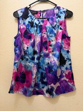 Jones New York Sleeveless Watercolor Floral Camisole - Pink, Purple & Blue